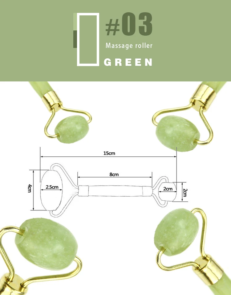 Двусторонний нефритовый роликовый массажер для лица, для похудения, тела, глаз, шеи, лица, против морщин, здоровье, красота, массажный инструмент