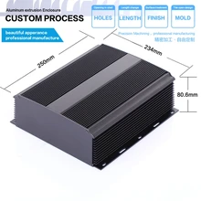 234 80 6 250mm WxH D anodized black heatsink aluminum enclosure case