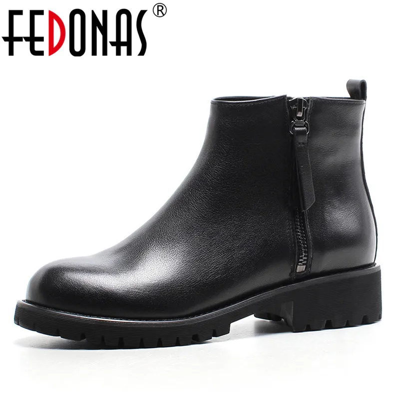 

FEDONAS 2018 Fashion Platforms Boots Punk Rock Zipper Chunky Ankle Boots High Heel Martin Boots Short Plush Motorcycle Boots