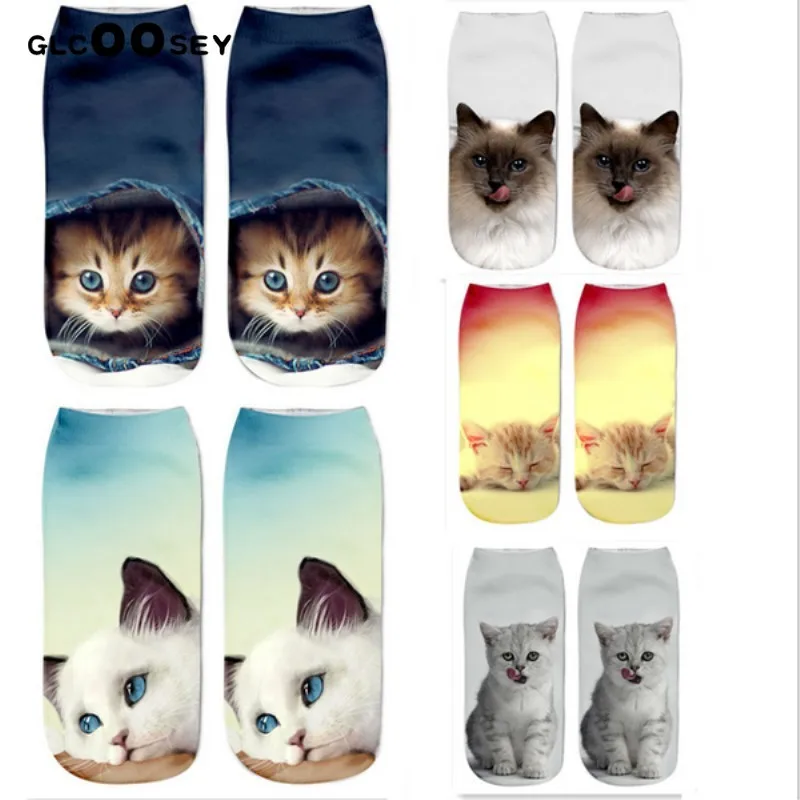 

2019 New HOT 3D Printing Women Socks Brand Sock Fashion Unisex Christmas Socks Cat Meias Female Funny Low Ankle Femme Sock Sale