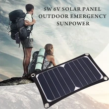 BCMaster 5W 6V USB Solar Panel External Battery Charger Portable Universal Power Bank Camping Outdoor
