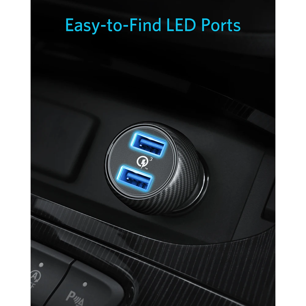 Anker PowerDrive Speed 2 39 Вт автомобильное зарядное устройство с двумя USB портами быстрая