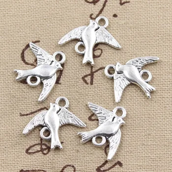 

20pcs Charms Swallow Connector Bird Link 21x17mm Antique Bronze Silver Color Pendants DIY Crafts Making Findings Tibetan Jewelry