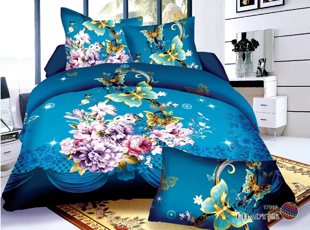 

4Pcs 3D Bedding Set Flowers Print Comforter Bedding Sets Pillowcase Bedsheet Luxury bedding outlet