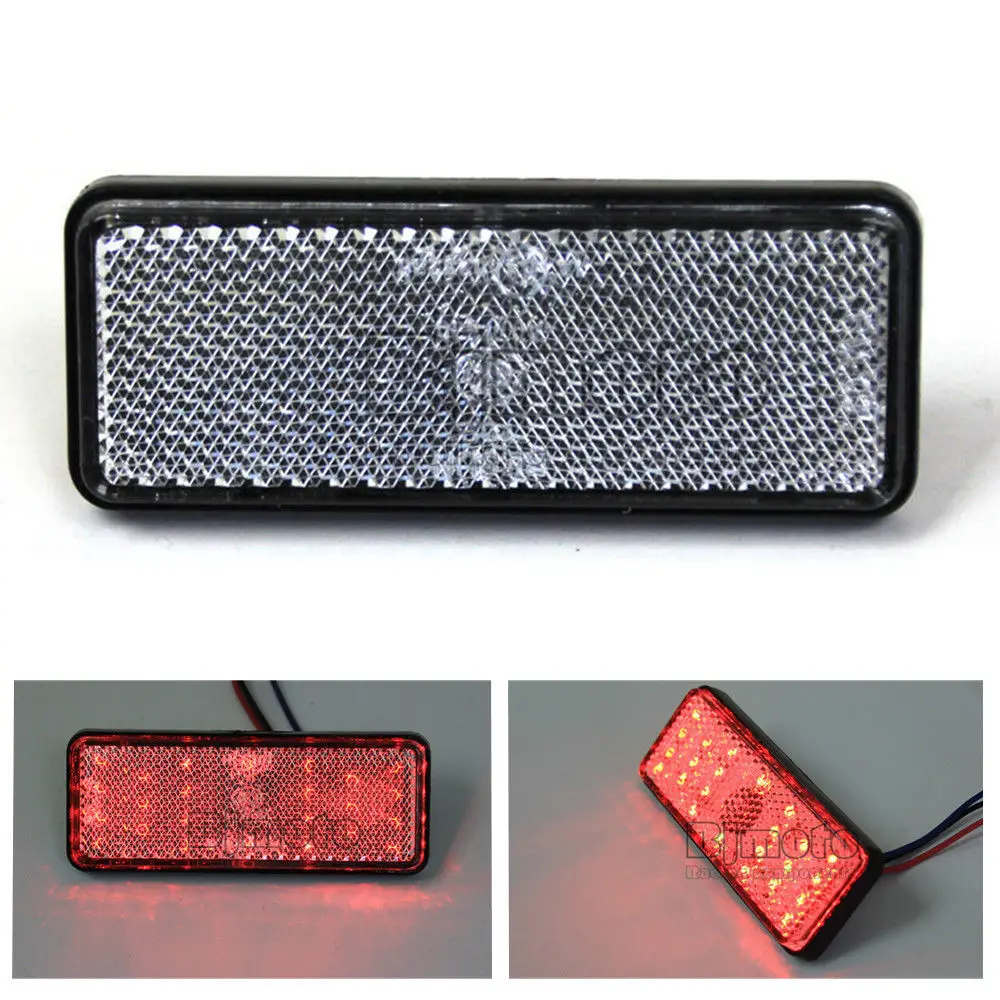 BJGLOBAL 1x Truck Trailer RV ATV Motorcycle Rectangle LED Reflectors