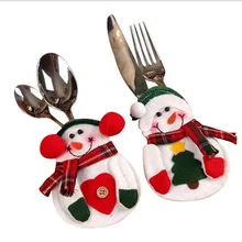 12pcs Xmas Decor Lovely Snowman Kitchen Tableware Holder Pocket Dinner Cutlery Bag Party Christmas table decoration cutlery sets