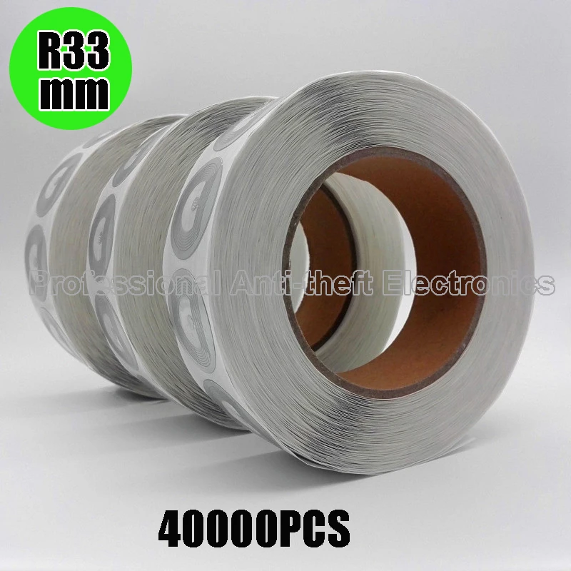 

40000pcs transparent 8.2mhz round EAS rf soft label diameter R33mm free shipping