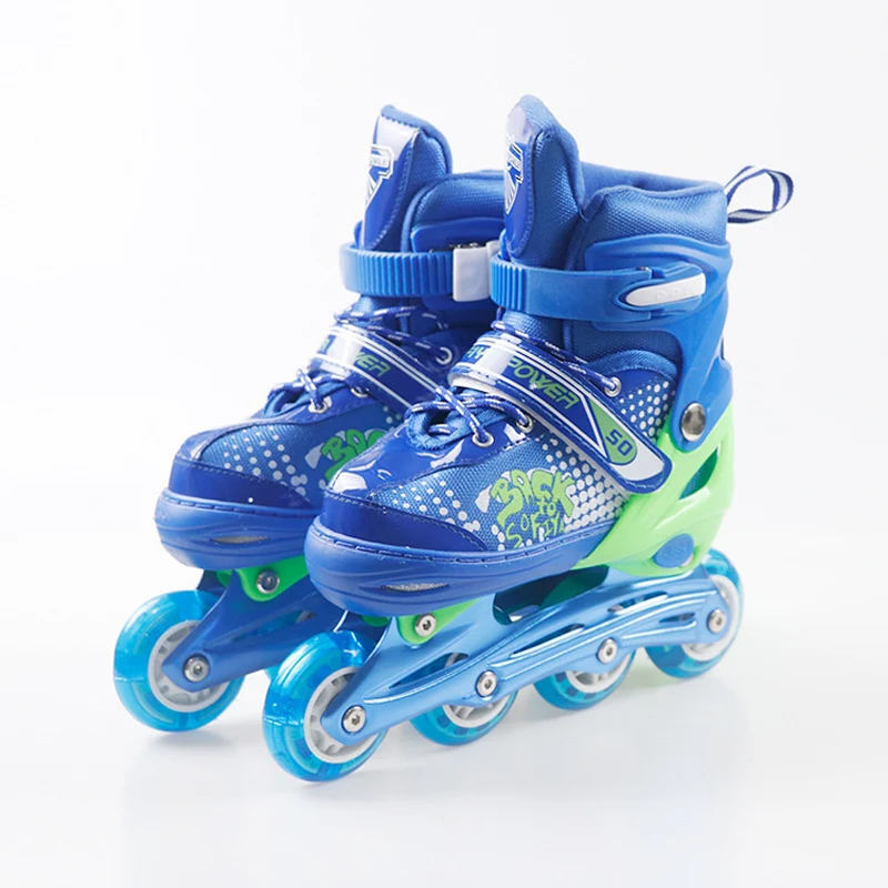 

NEW 1 Pair Children Teenagers Inline Ice Skate Shoes Adjustable Washable PVC One Front Wheel Flashing Patins for Kids