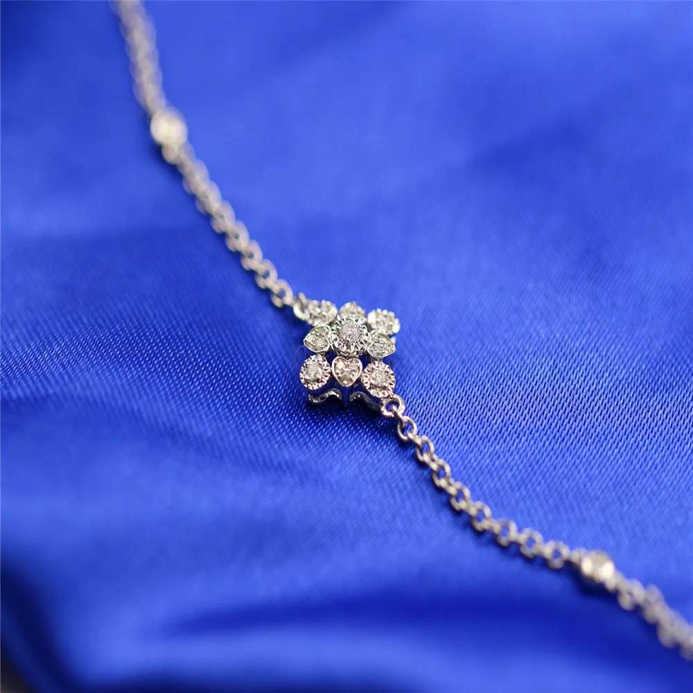 LASAMERO 0.142CTW роскошные золотые браслет в форме сердца натуральный кристалл алмаза браслет 18 К золото половина Алмазный диск браслет