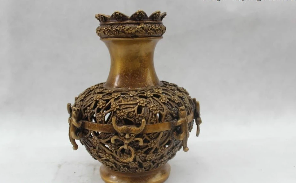 

11"Chinese Marked Folk Pure Bronze Lucky Sheep animal Burner incense burner