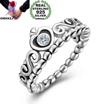 

OMHXZJ Wholesale Personality Fashion OL Woman Girl Party Wedding Gift Silver Black Crown AAA Zircon Taiyin Ring RN238