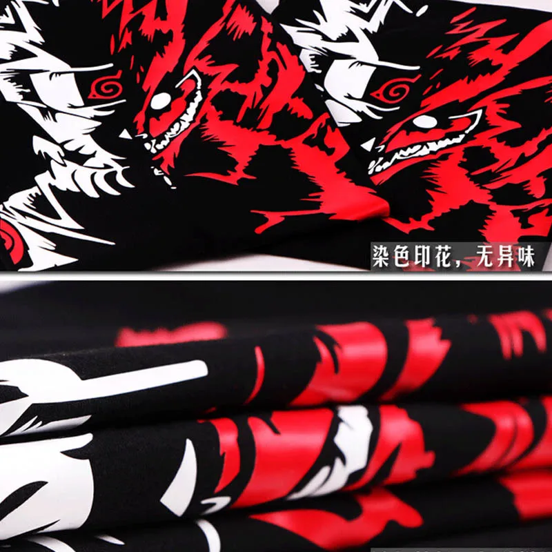 Футболка с Наруто SASUKE лист облака Akatsuki FOX KYUBI девять хвостов хлопковая