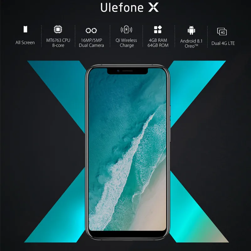 Новое поступление! Ulefone X 4 ГБ 64 ГБ 1080 P 5,85 ''HD+ 13MP+ 5MP 8MP 4 г/м² WCDMA пусть 3300 мАч беспроводной зарядки OTG Смартфон