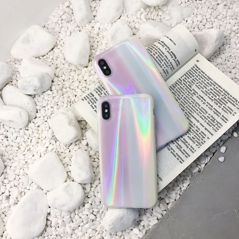 

Luxury IMD Cases Candy Color Laser Phone Case For iphone X Case For iphone 6 6S 7 8 Plus Lovely Colorful Gradient Cover