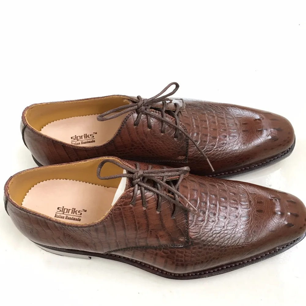 Sapatos Couro Pele Handmade Masculinos Gents Welted Brown Italiano A Sipriks Patrão De Crocodilo Sola Ternos Tan Mens Goodyear vtFqzqx5