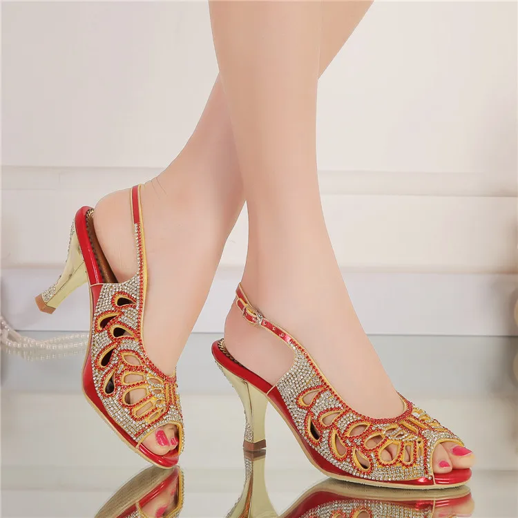 G-sparrow 2018 New Summer Diamond Roman Peep Toe Crystal Stiletto High Heel Shoes Women Rhinestone Wedges Sandals20