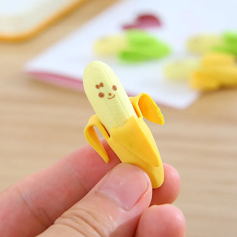 2pcs Anime Cartoon Fruit Banana Rubber Pencil Eraser Office Stationery