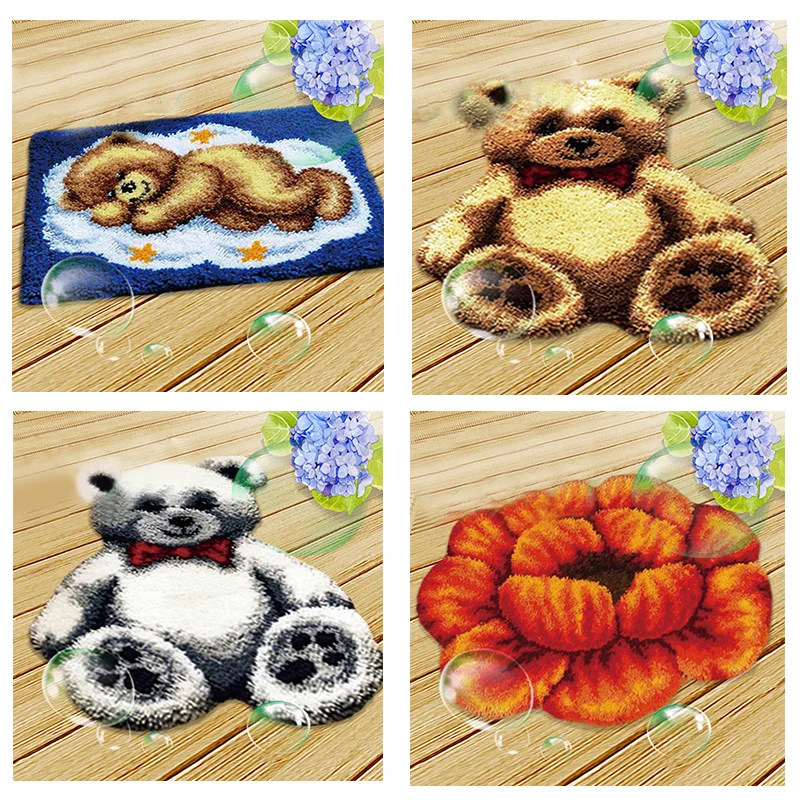

Animal Flower Pattern Latch Hook Rug Kits with Basic Tools DIY Cushion Carpet Making Package Hogard