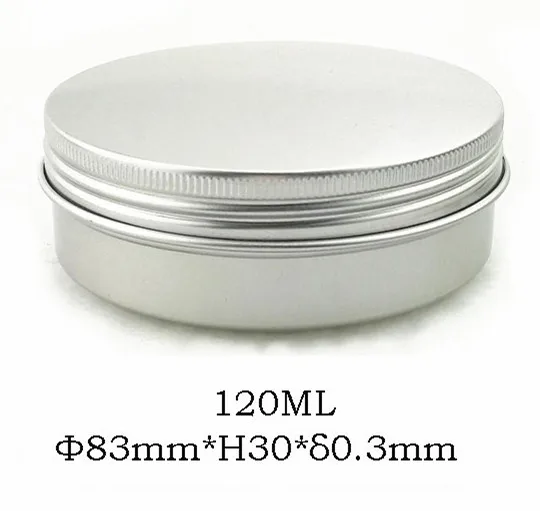 100pcs/lot 120g Empty Aluminum Cosmetic Jar Silver Metal Tin Lip Gloss