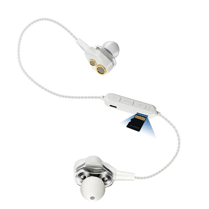 Mambaman HIFI Bluetooth наушники двойные динамические беспроводные наушники стерео Бас Звук поддержка SD карта с микрофоном для мобильного телефона