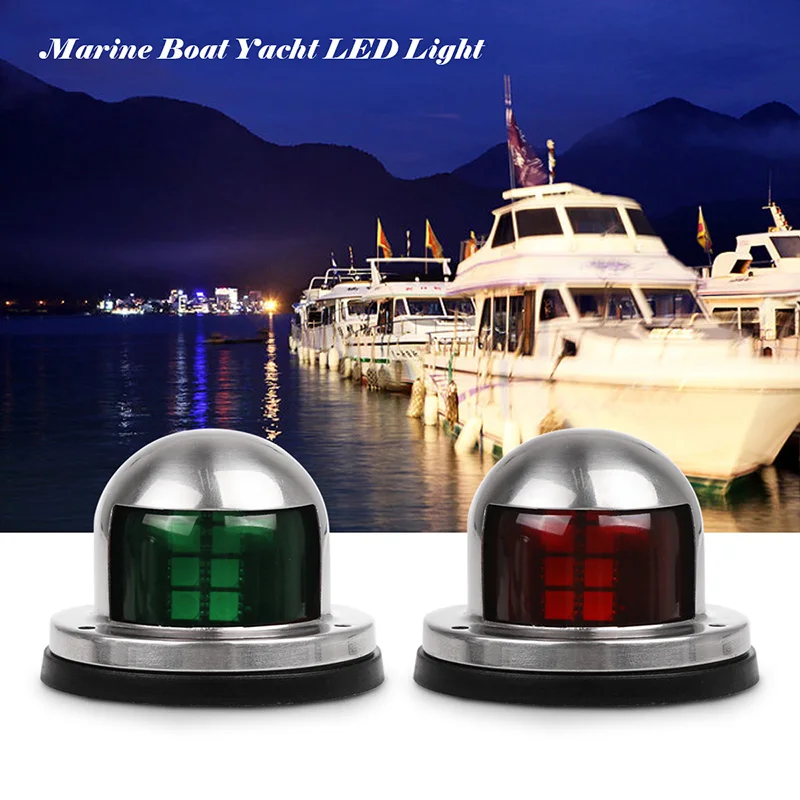 

2pcs Green and Red Marine Boat Yacht LED Warning Light 12V Stainless Steel Bow Navigation Indicator Lights