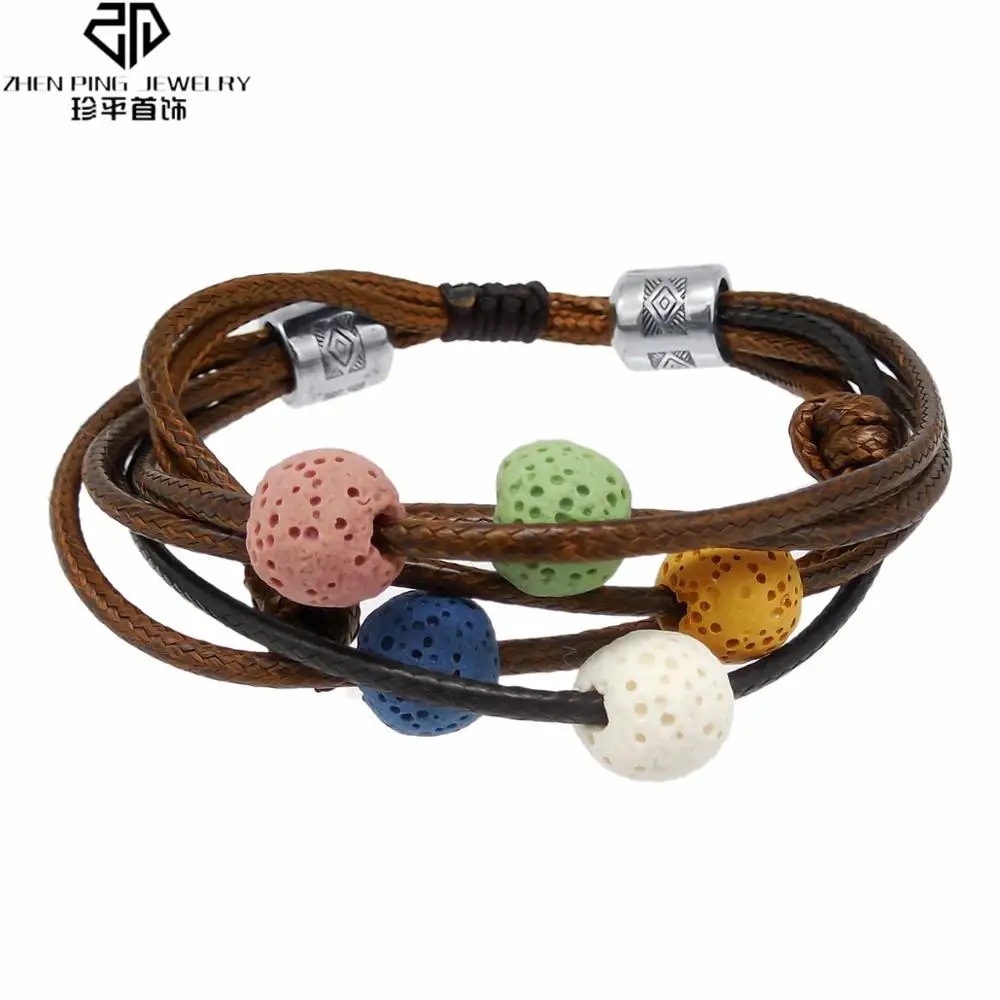 Модные 10 мм Красочные Lava регулируемые браслеты натуральный камень эфирное масло диффузор браслет - Окраска металла: Style