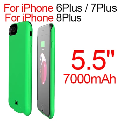 4500 мАч 7000 аккумулятор для телефона, мАч чехол для iPhone 6 6s 7 8 Plus power Bank чехол для зарядки резервного аккумулятора зарядное устройство чехол для телефона - Цвет: Green 6P 6SP 7P 8P