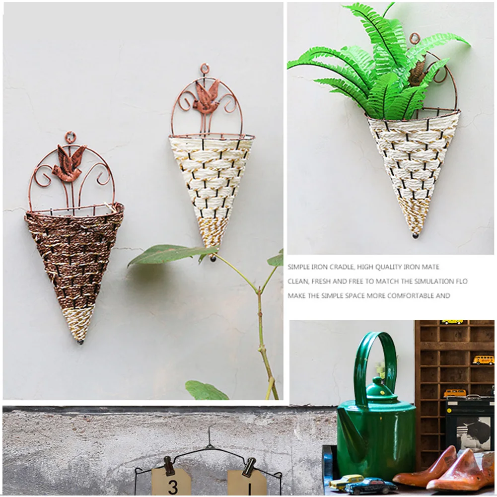 Pastoral Flower Basket Indoor Wall Hanging Simulation Simple Balcony