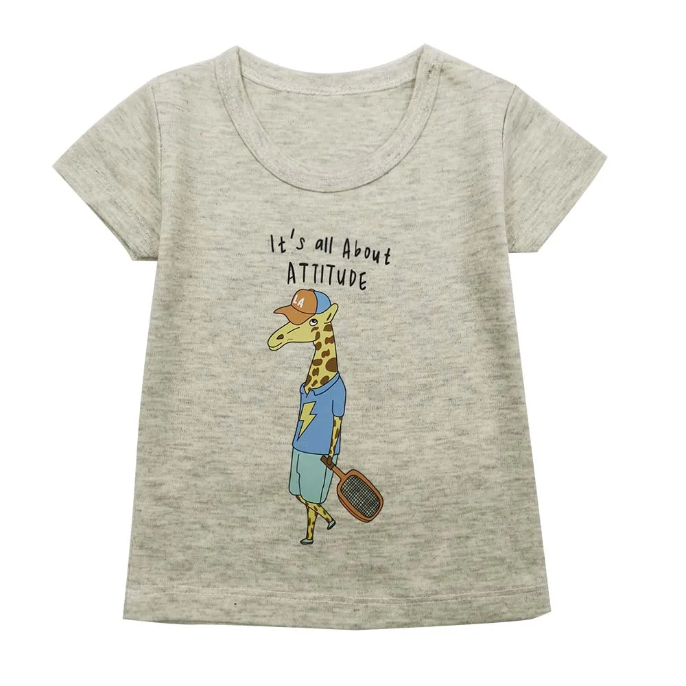 Спортивная футболка с рисунком для мальчиков от 6 до 24 месяцев летняя детская одежда Модная хлопковая Футболка для мальчиков - Цвет: 16