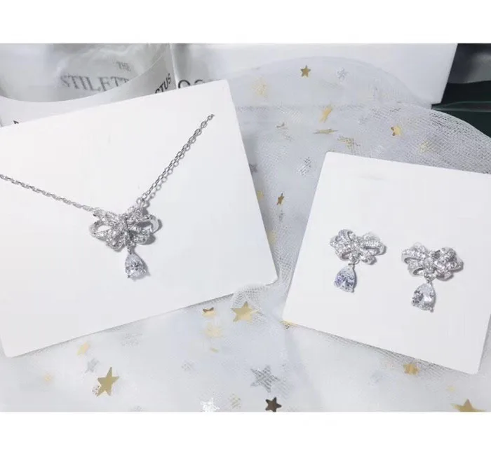 

Designer Fashion 925 Sterling Silver Jewelry 3A Cubic Zirconia Party Earring/Necklace Set