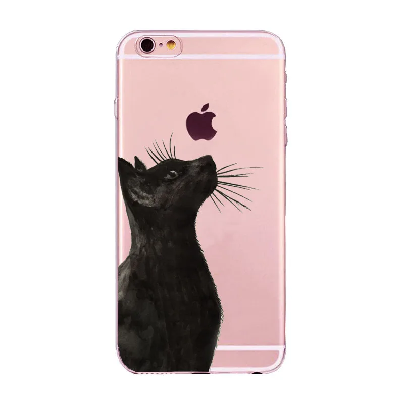 Cartoon Cat Phone Case Cartoon Soft TPU Silicone Clear Cases Covers for Apple iPhone 6 6s 7 8 Plus X for iPhone 7 Cases Coque