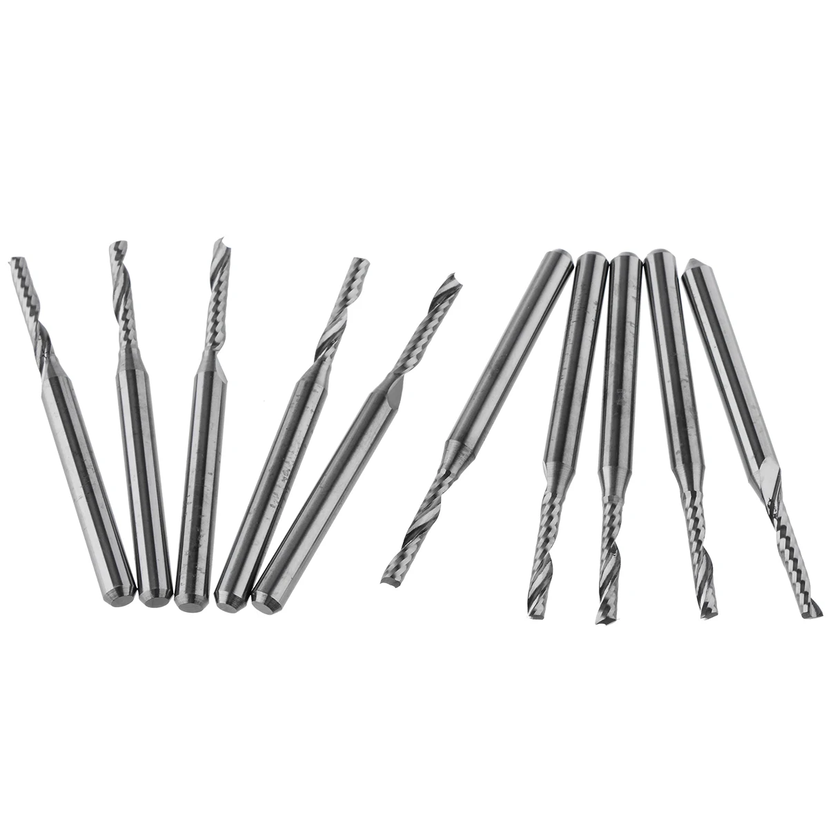 10pcs 3.175mm Single Flute End Mill Carbide Spiral CNC Router Bit 1/8" Shank Milling Cutter for Cutting Wood Plastic