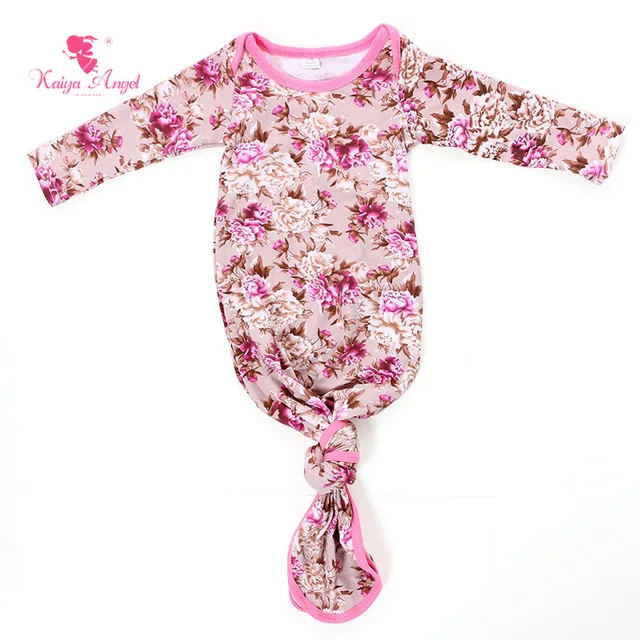Kaiya Angel Baby Sleeping Gown Floral Tie Pink Newborn Baby Sleeper