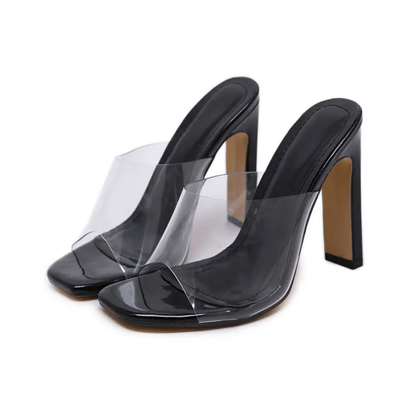 Bellinsley/Новинка года; прозрачные босоножки из пвх; пикантные прозрачные женские босоножки на высоком тонком каблуке с открытым носком; пикантные туфли-лодочки - Цвет: black