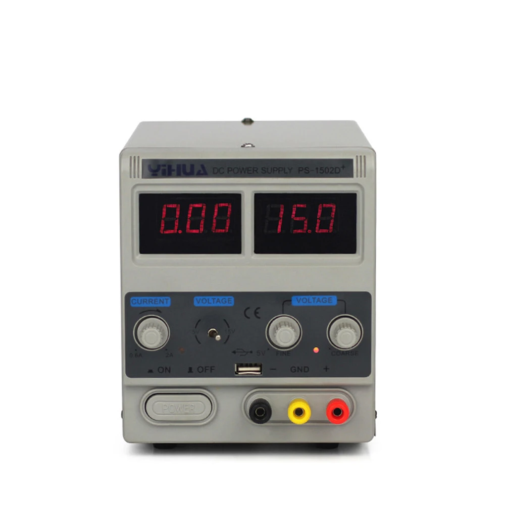 YIHUA 1502D + 15 В 2A Dc Регулируемый источник питания светодиодный двойной дисплей