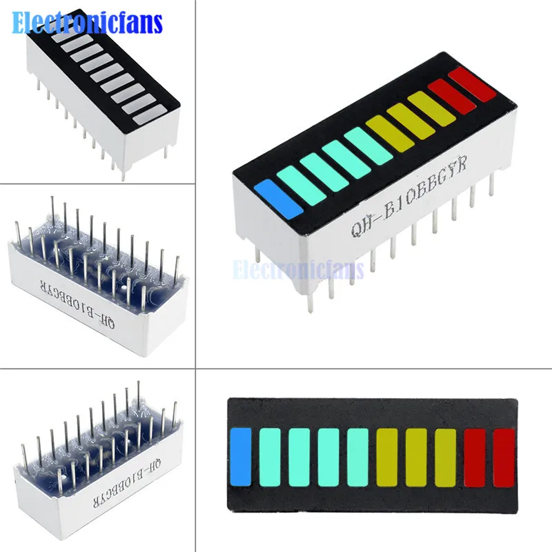 

2PCS LED Display Module 10 Segment Bargraph Light Display Module Bar Graph Ultra Bright Red Yellow Green Blue Colors Multi-color