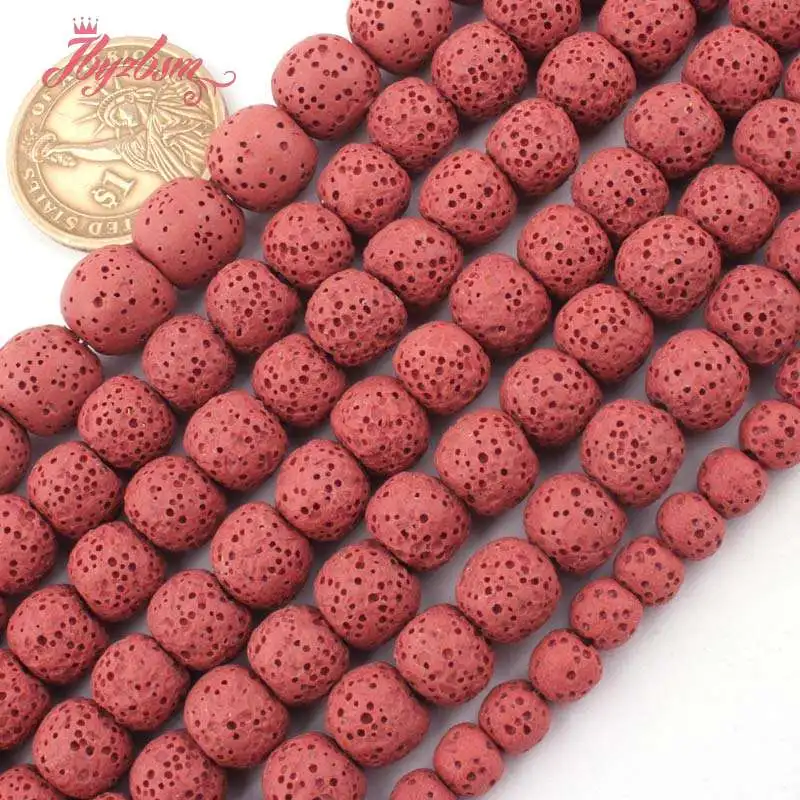 

8,10,12,14mm Smooth Round Red Lava Rock Beads Natural Stone Beads For DIY Necklace Bracelets Jewelry Making 15" Free Shipping