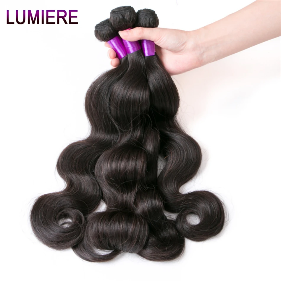 

Lumiere Hair Indian Body Wave 3/4 Bundle Deals Human Hair Bundles Machine Double Wefts Non Remy Hair Extensions Natural Black