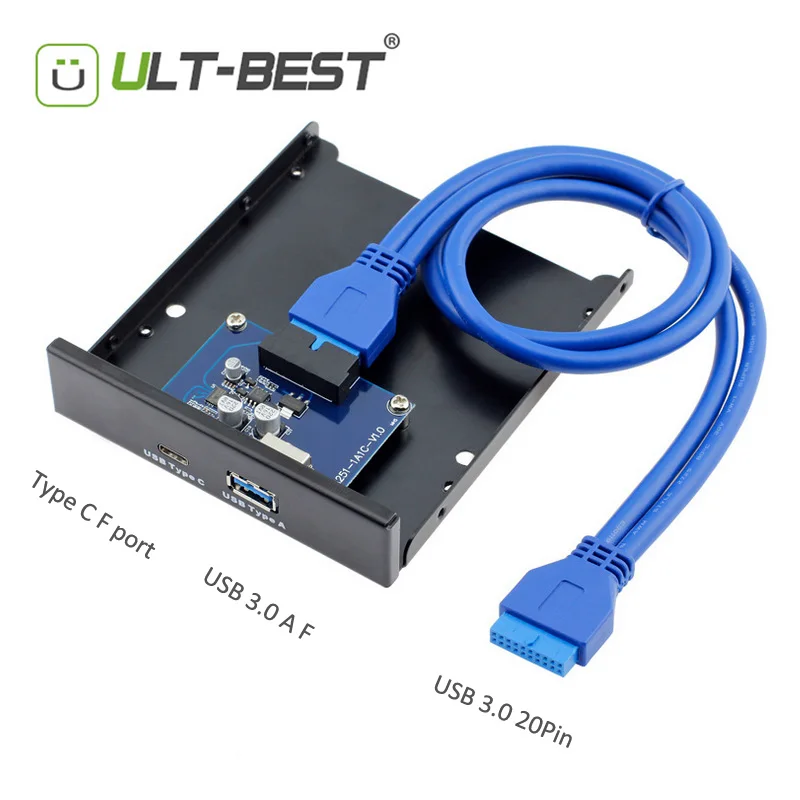 Ult-أفضل usb 3.0 لوحة الجبهة القوس اللوحة 20 دبوس إلى usb 3.0 + نوع-c ميناء hub محول الكابل ل 2.5 \