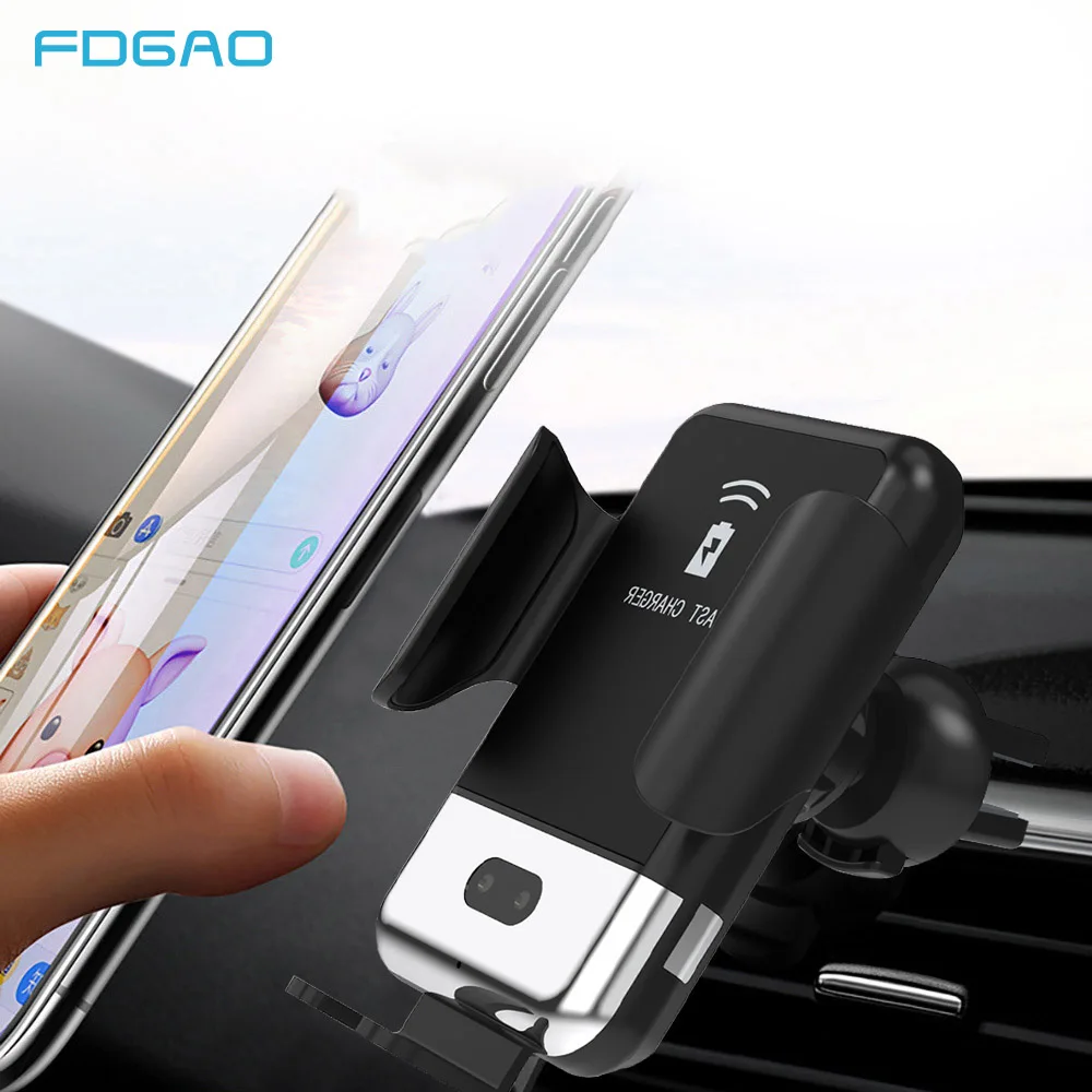 

10W Qi Car Wireless Charger For iPhone XS MAX XR X 8 Plus Automatic induction Car Phone Holder Fast Charger For Samsung S10 S9