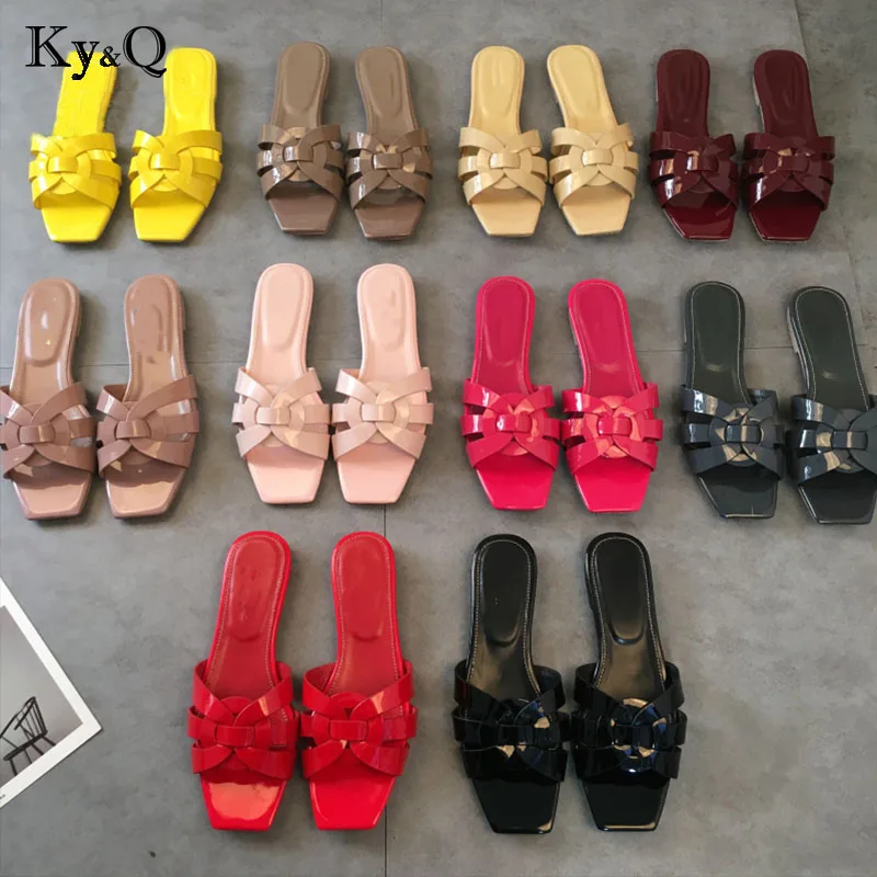 

2018 Spring Summer Shoes Fashion Flat Heel Sandals Word Cool Slippers Casual Shoes Streetwear Ladies Flat Slippers 34-41