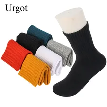Urgot, 3 пары, женские носки, зимние, корейские, модные, белые, черные, одноцветные, плотные, махровые, носки без пятки, женские, хлопковые носки, Meias