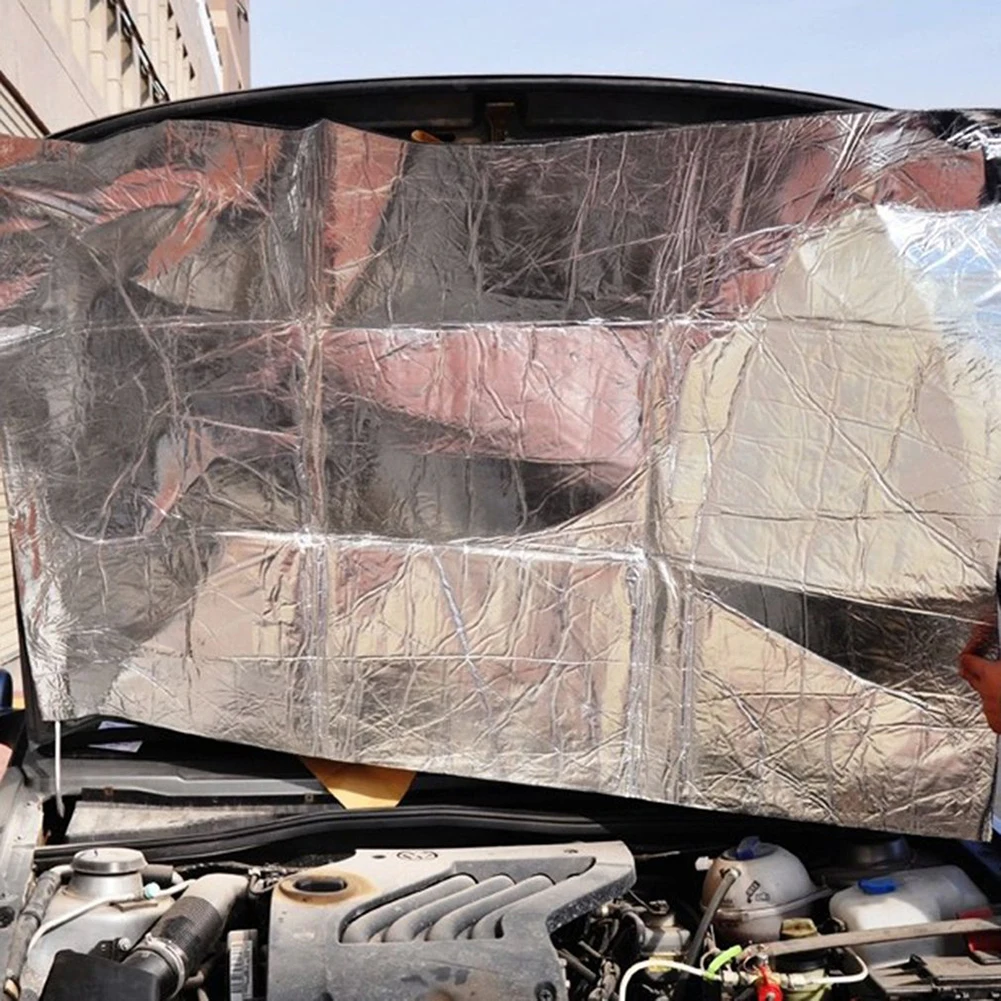 140 см x 100 см автомобиля капот брандмауэр тепла коврик Deadener звукоизоляции мертвящей Материал Алюминий Фольга Стикеры