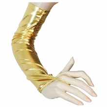 Горячая 1 пара Glam Arm Warmer Goth Wet Look блестящие металлические перчатки без пальцев Клубная одежда костюм, золото