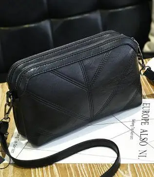 Осень и зима новые сумки корейская мода вышивка маленькая квадратная сумка - Цвет: Черный