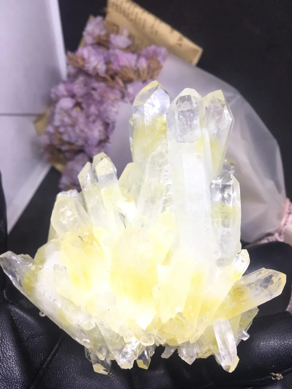 

Natural beautiful reiki quartz crystal bismuth titanium cluster specimen