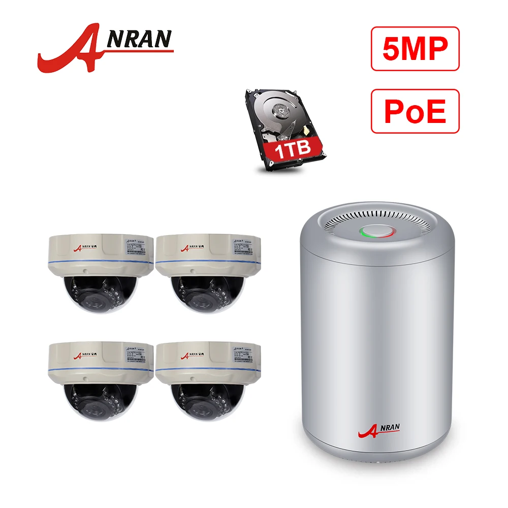 

ANRAN Security Camera System POE 5MP H.265 Indoor IP Camera Surveillance System 4CH POE NVR Home Video CCTV Camera System