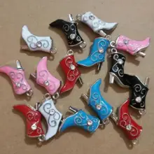 5 стилей смешанных цветов Эмаль ковбойские ботинки кулон 21x15 мм подвеска ожерелье и ювелирные браслеты аксессуары 20шт