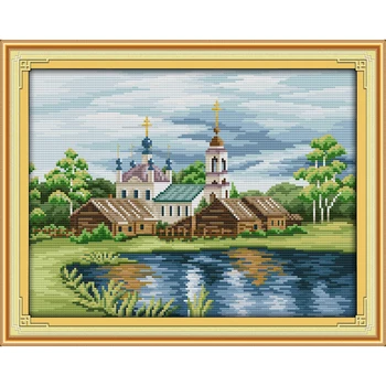 

Everlasting Love View In Riverside Chinese Cross Stitch Kits Ecological Cotton Stamped Printed 11 CT DIY Christmas Decorations