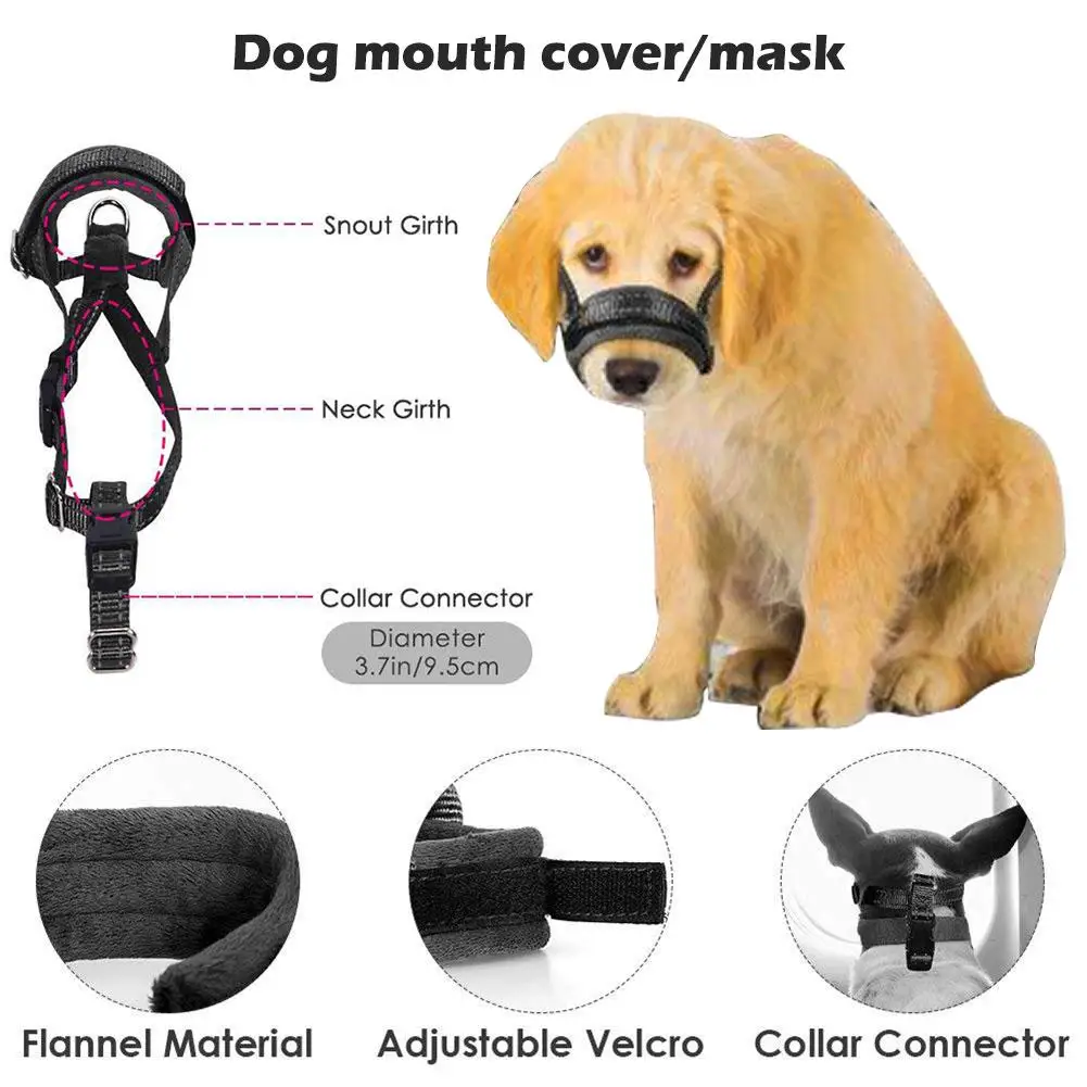 Нейлоновая маска для собак с мордочкой, дышащая регулируемая крышка для рта собаки, для средних и больших собак, на открытом воздухе, анти-кусание, тренировка
